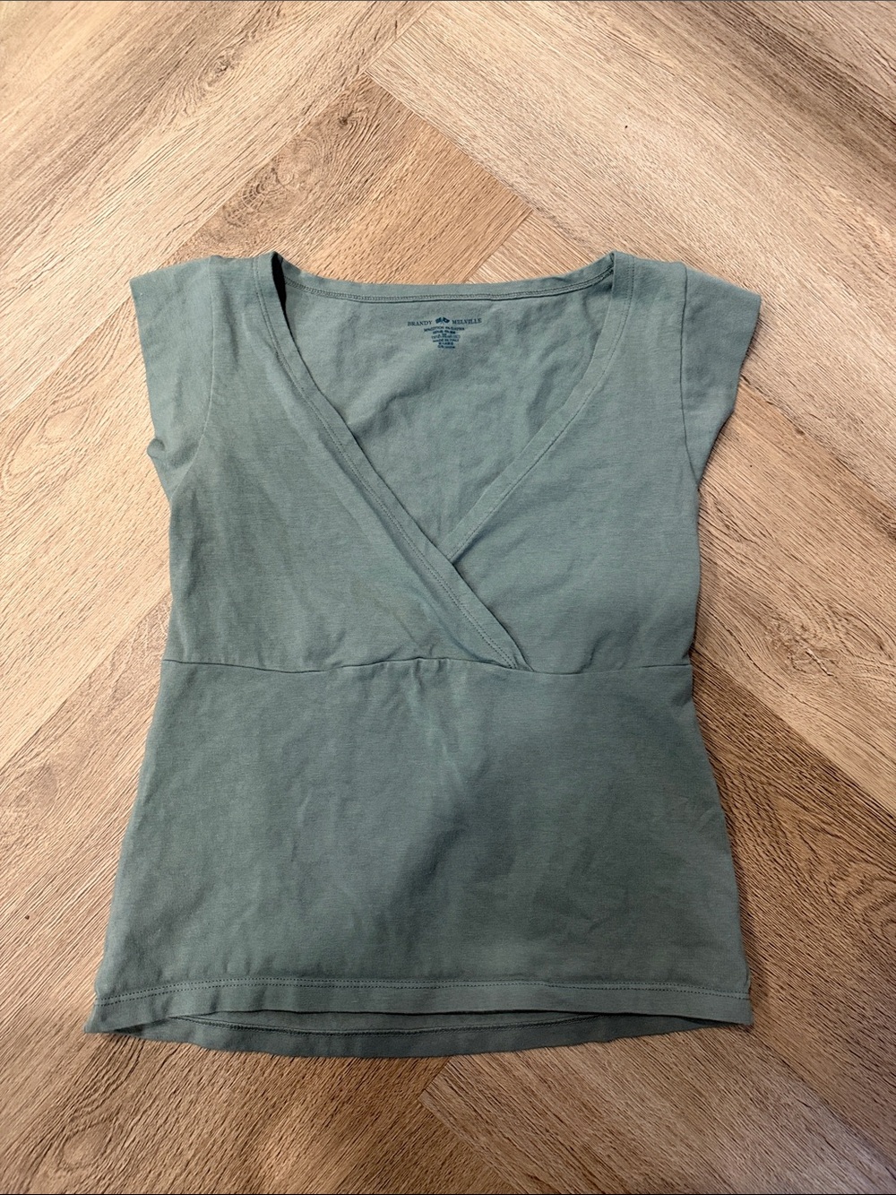 Brandy Melville Sage Green Wrap-Style Cap Sleeve Top
